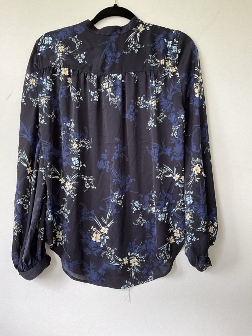 Equipment Femme Cornelia Floral Print Long Sleeve Blouse Top Navy Blue Small S - Picture 4 of 5